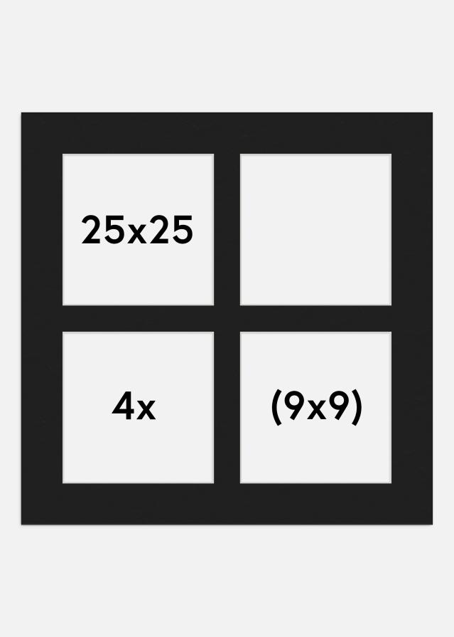 Paspartŭ Črna 25x25 cm - Kolaž 4 Slike (9x9 cm)