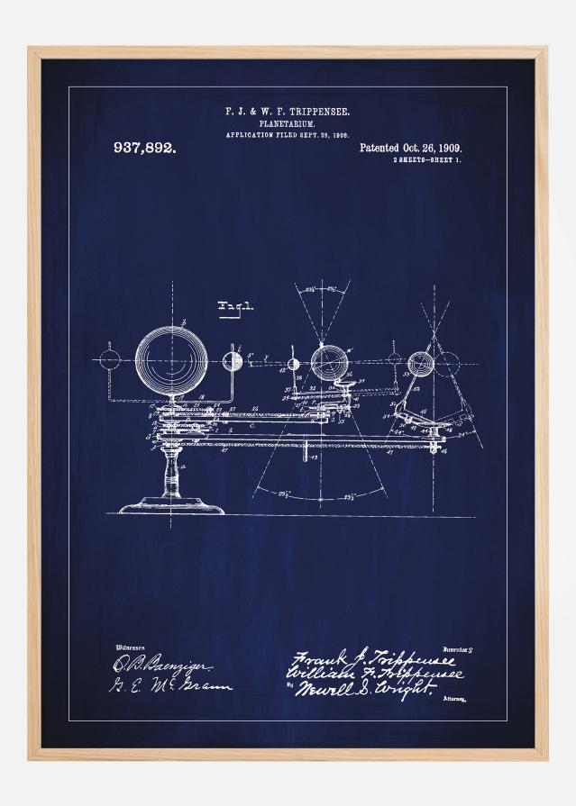 Risba patenta - Planetarij - Modra Poster