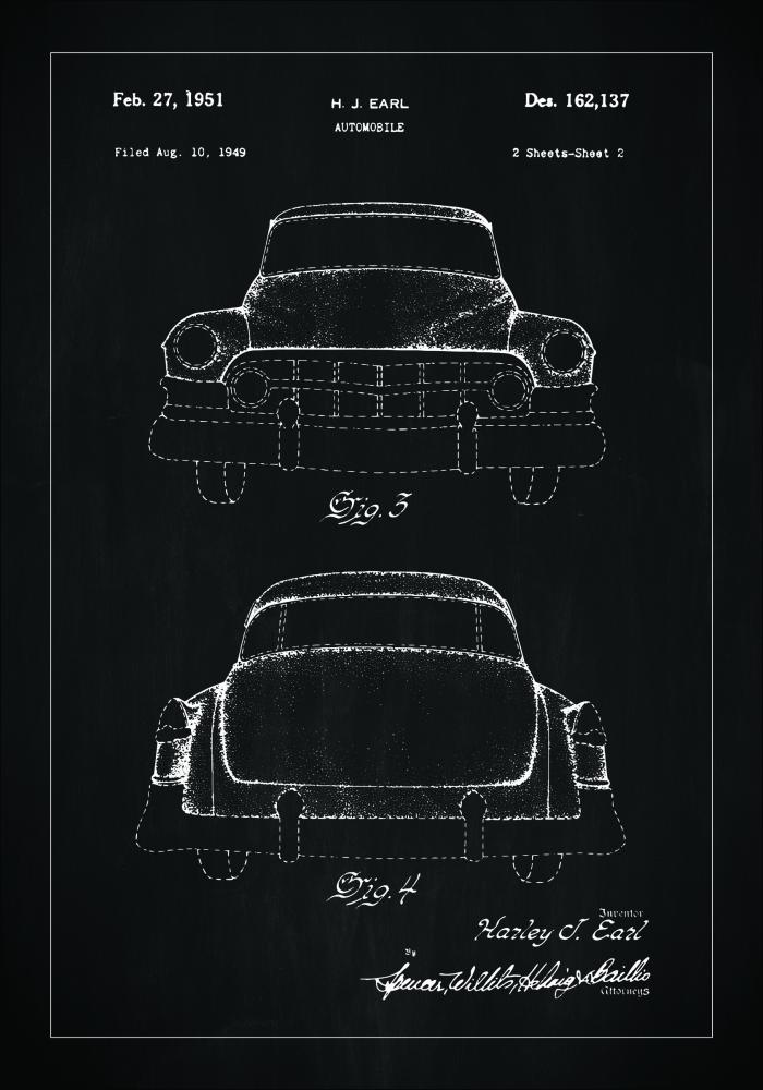 Risba patenta - Cadillac II - Črna Poster