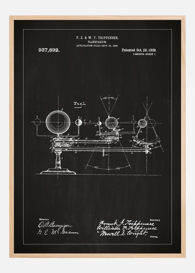 Risba patenta - Planetarij - Črna Poster