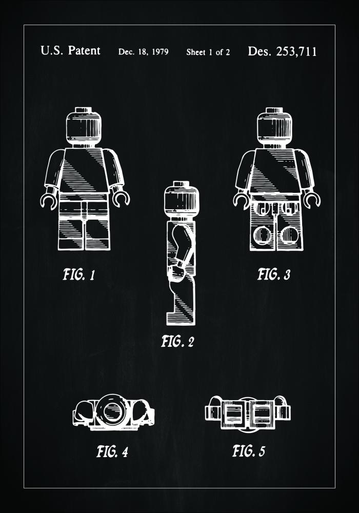 Risba patenta - Lego v - Črna Poster