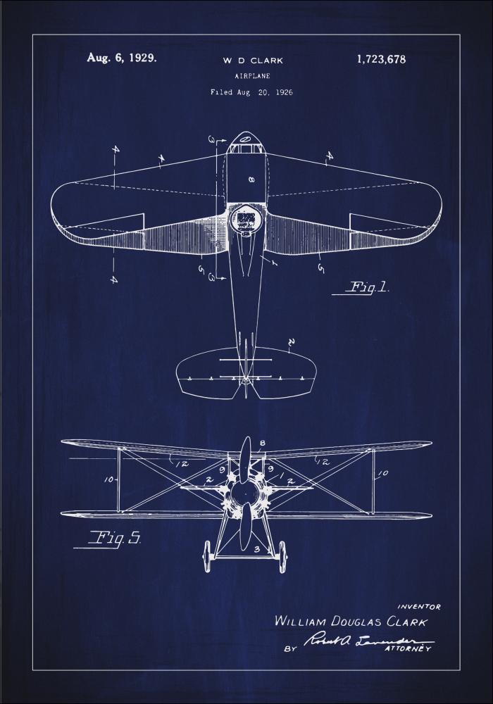 Risba patenta - Letalo - Modra Poster