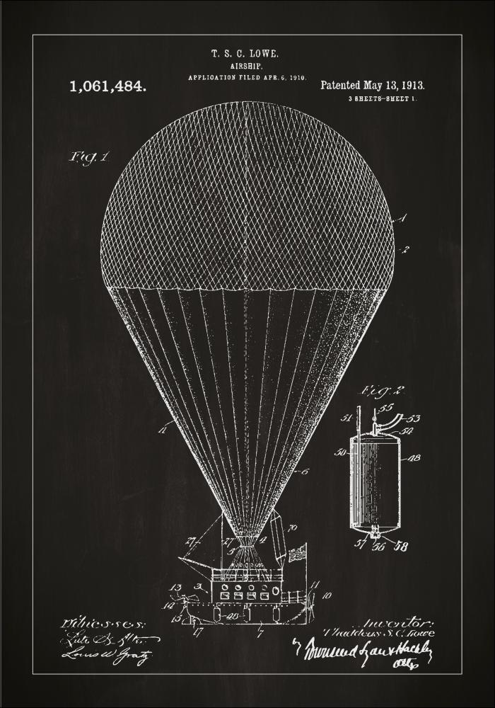 Risba patenta - Cepelin - Črna Poster