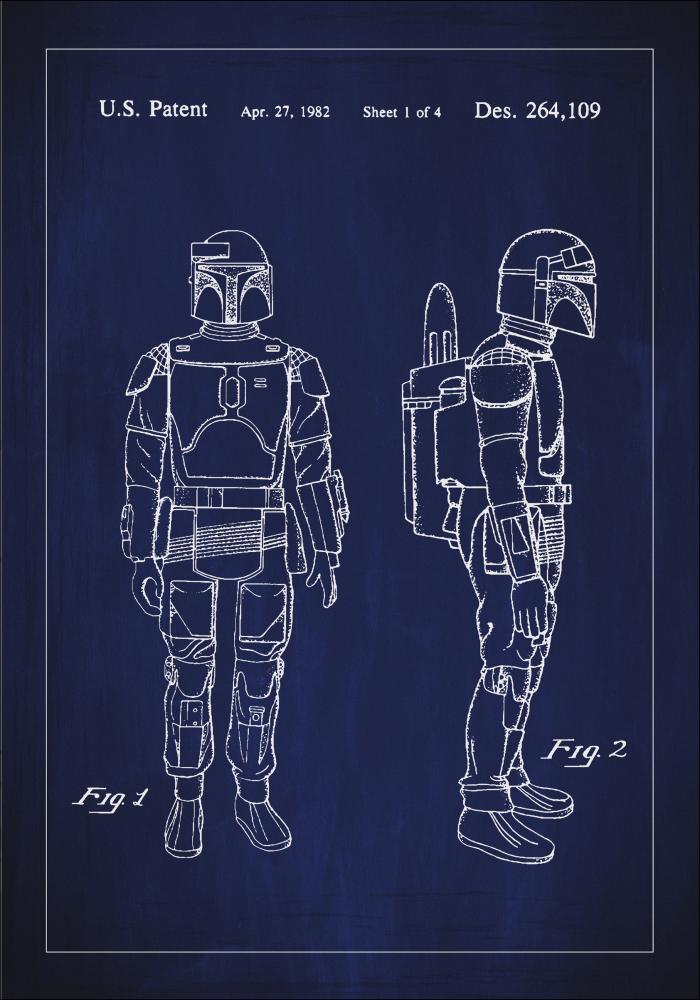 Risba patenta - Star Wars - Boba Fett - Modra Poster