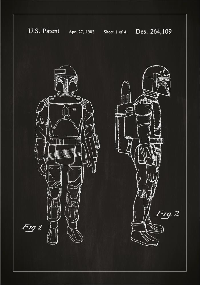 Risba patenta - Star Wars - Boba Fett - Črna Poster