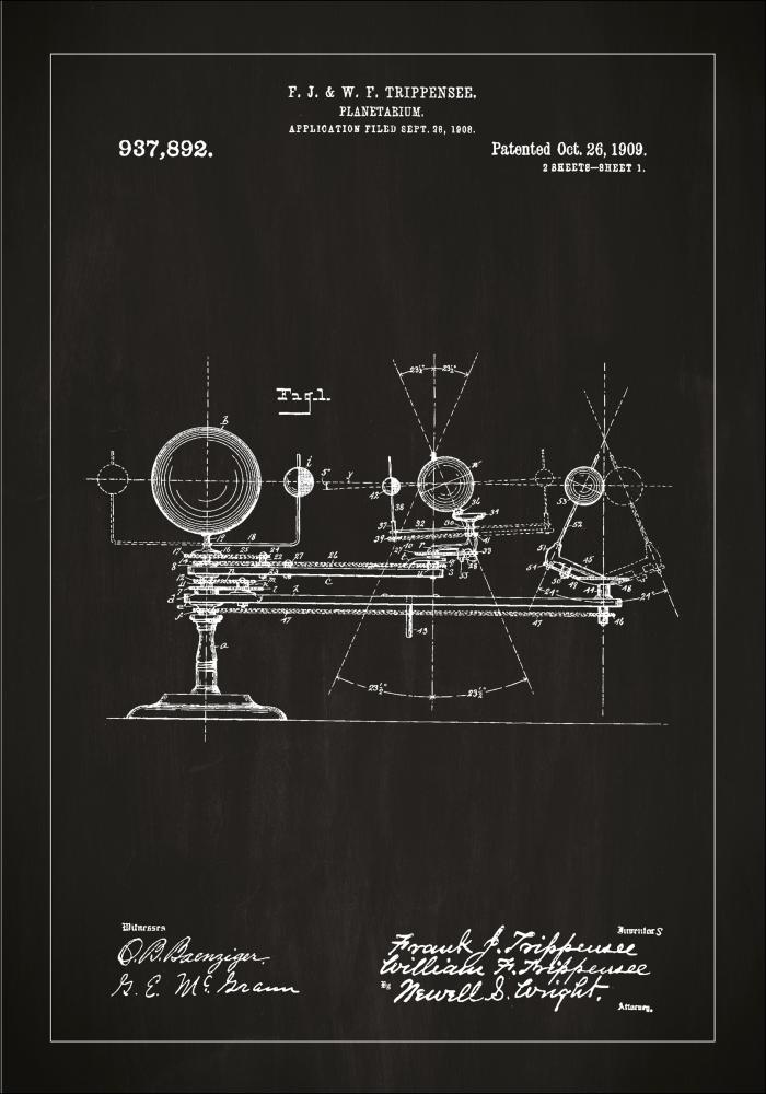 Risba patenta - Planetarij - Črna Poster