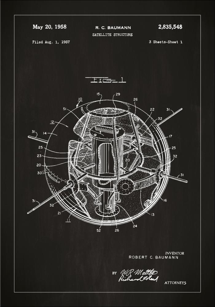 Risba patenta - Satelit - Črna Poster