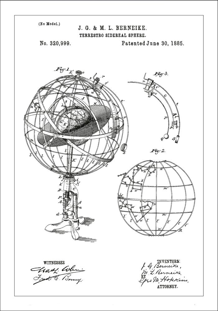 Risba patenta - Astronomski model - Bela Poster