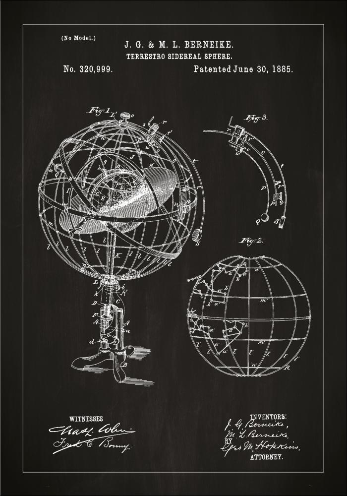 Risba patenta - Astronomski model - Črna Poster