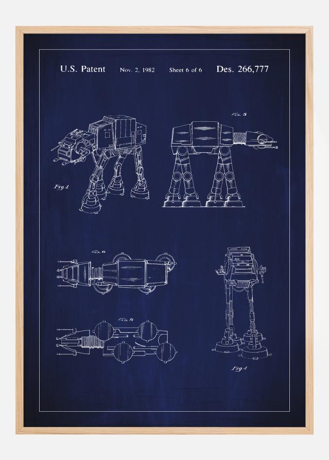 Risba patenta - Star Wars - Walker - Modra Poster