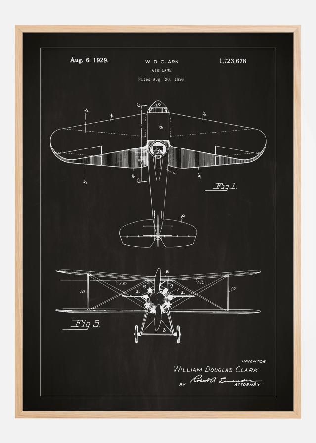 Risba patenta - Letalo - Črna Poster