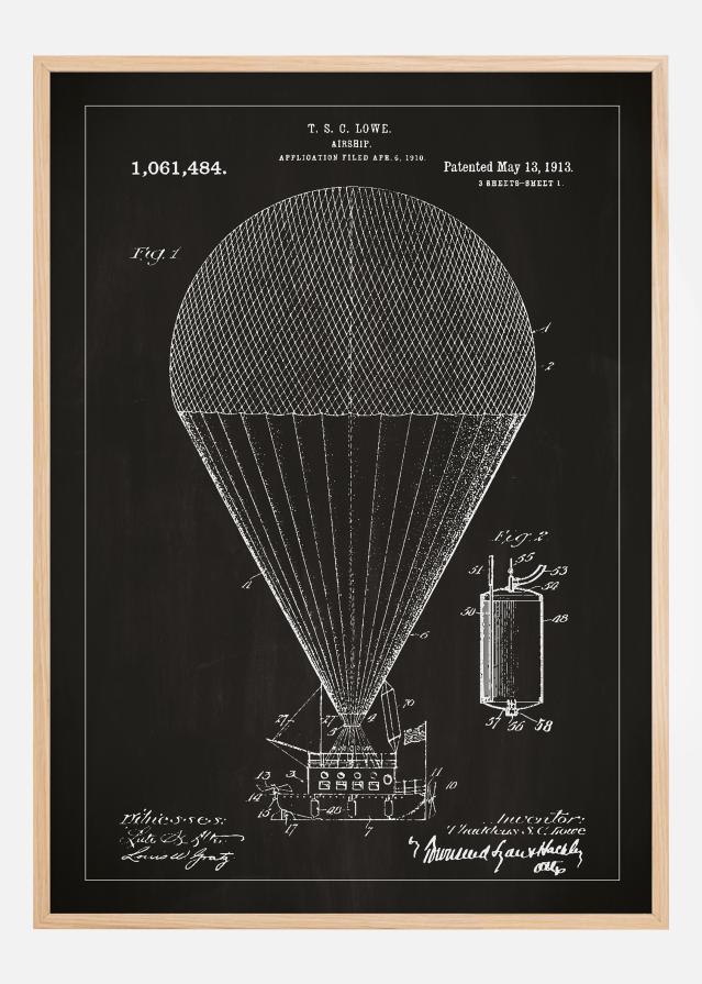 Risba patenta - Cepelin - Črna Poster