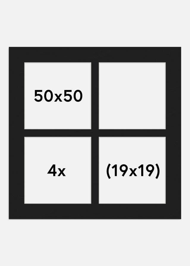 Paspartŭ Črna 50x50 cm - Kolaž 4 Slike (19x19 cm)