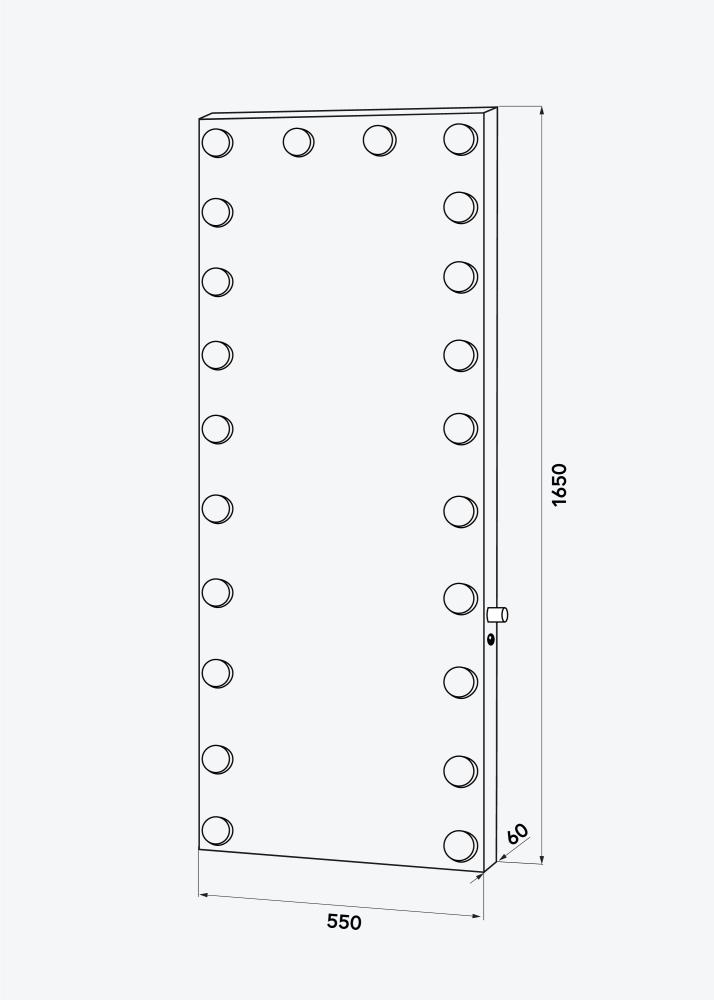 KAILA Ogledalo visok LED Črna 55x165 cm