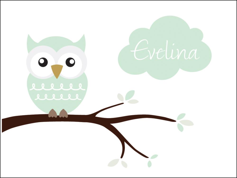 Owl Name Poster Light Green