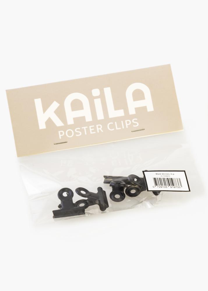 KAILA Poster Clip Black 20 mm - 4 kos