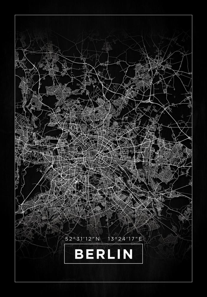 Zemljevid - Berlin - Črna Poster