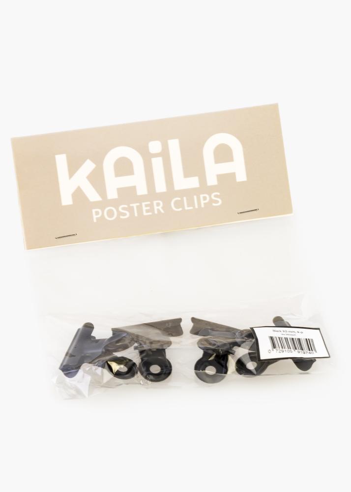 KAILA Poster Clip Black 30 mm - 4 kos