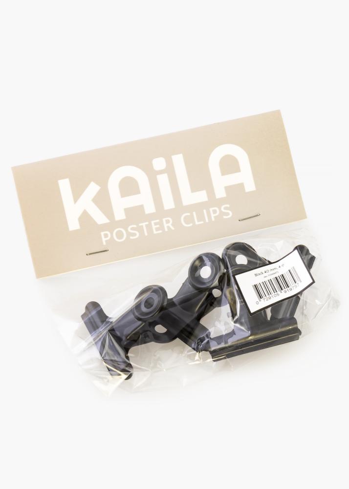 KAILA Poster Clip Black 40 mm - 4 kos