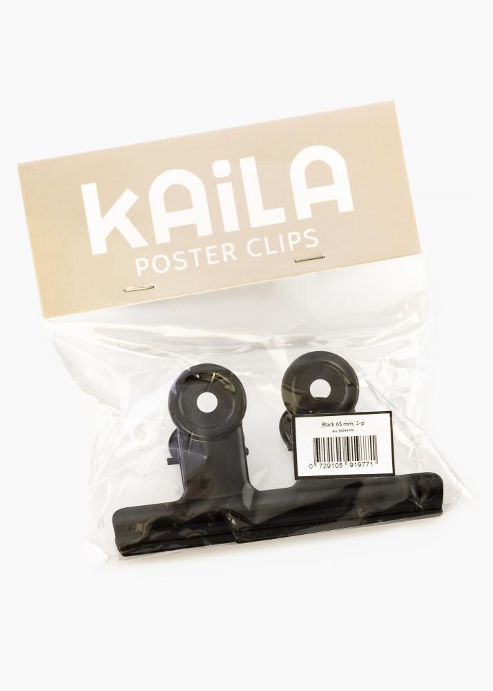 KAILA Poster Clip Black 65 mm - 2 kos