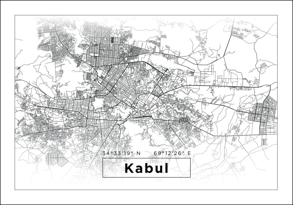 Zemljevid - Kabul - Bela Poster