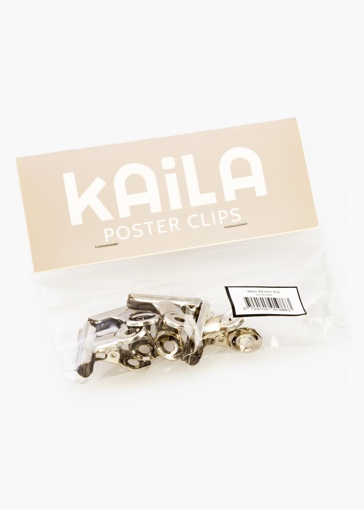 KAILA Poster Clip Srebrna 30 mm - 4 kos