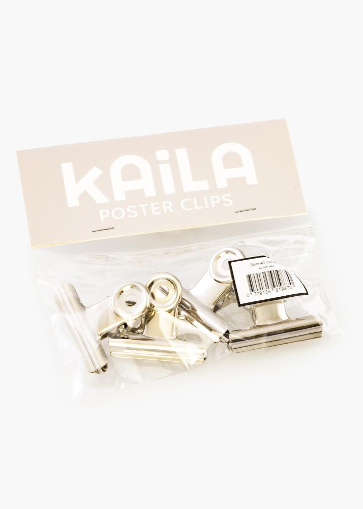 KAILA Poster Clip Srebrna 40 mm - 4 kos