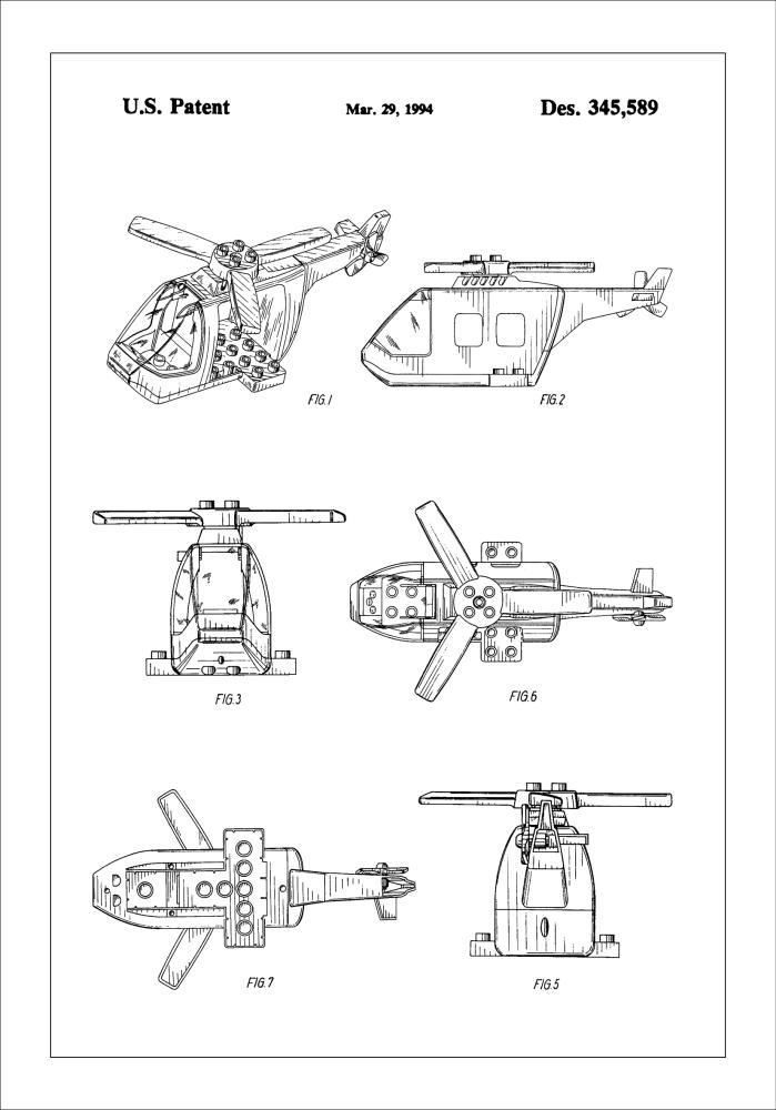 Patent Print - Lego Helicopter - White Poster