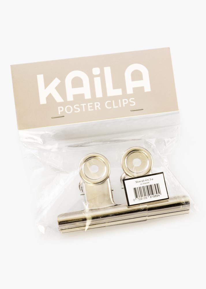 KAILA Poster Clip Srebrna 65 mm - 2 kos