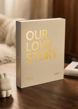 KAILA OUR LOVE STORY Creme - Coffee Table Photo Album (60 čierne strani)