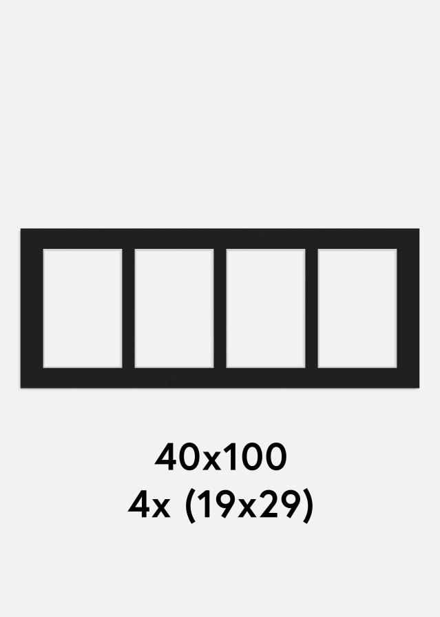 Paspartŭ Črna 40x100 cm - Kolaž 4 Slike (19x29 cm)