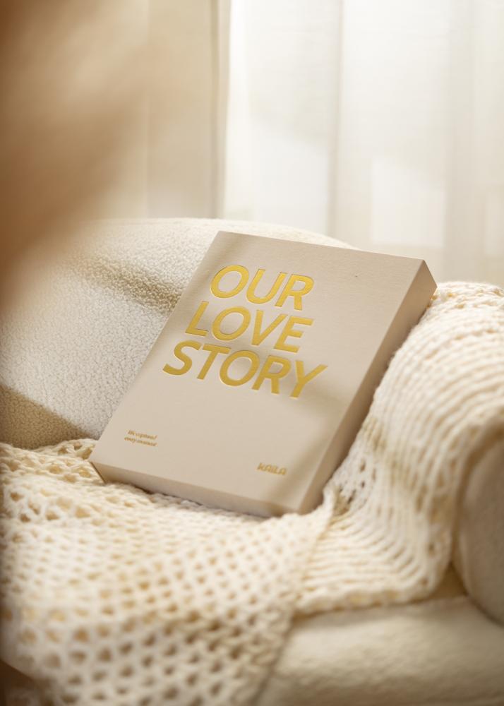 KAILA OUR LOVE STORY Creme - Coffee Table Photo Album (60 čierne strani)