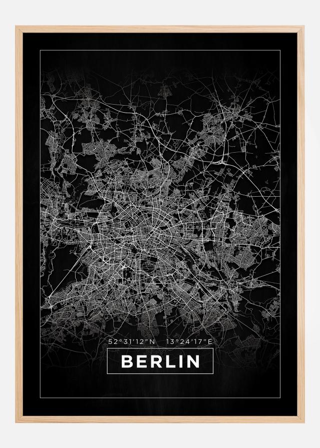 Zemljevid - Berlin - Črna Poster