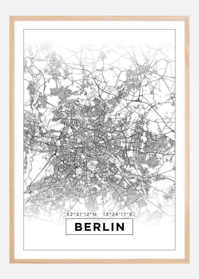 Zemljevid - Berlin - Bela Poster