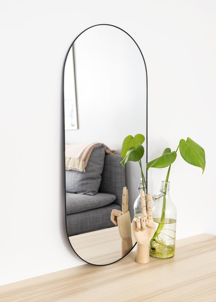 Ovalna Mirror Jersey- Thin Black 35x80 cm