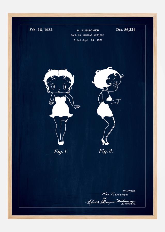 Risba patenta - Betty Boop - Modra Poster