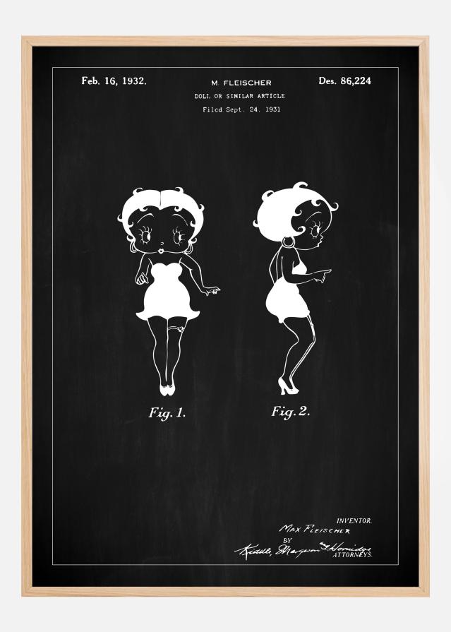 Risba patenta - Betty Boop - Črna Poster