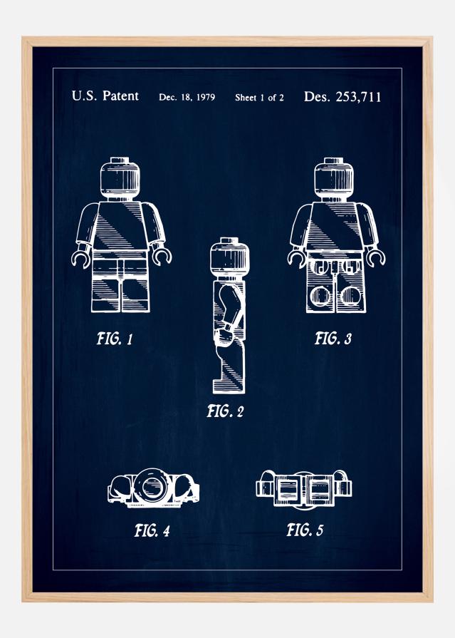 Risba patenta - Lego v - Modra Poster