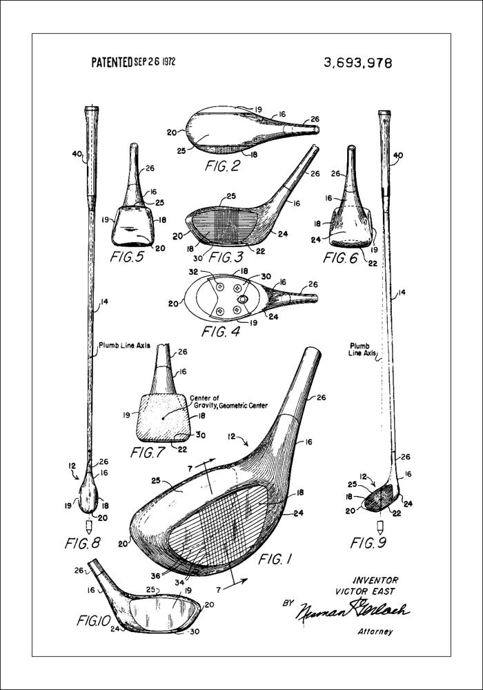 Patent Print - Golf Club - White Poster