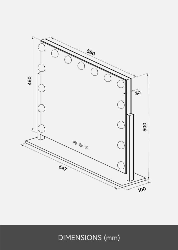 KAILA Ogledalo za ličenje Soft Corner LED Srebrna 65x50 cm