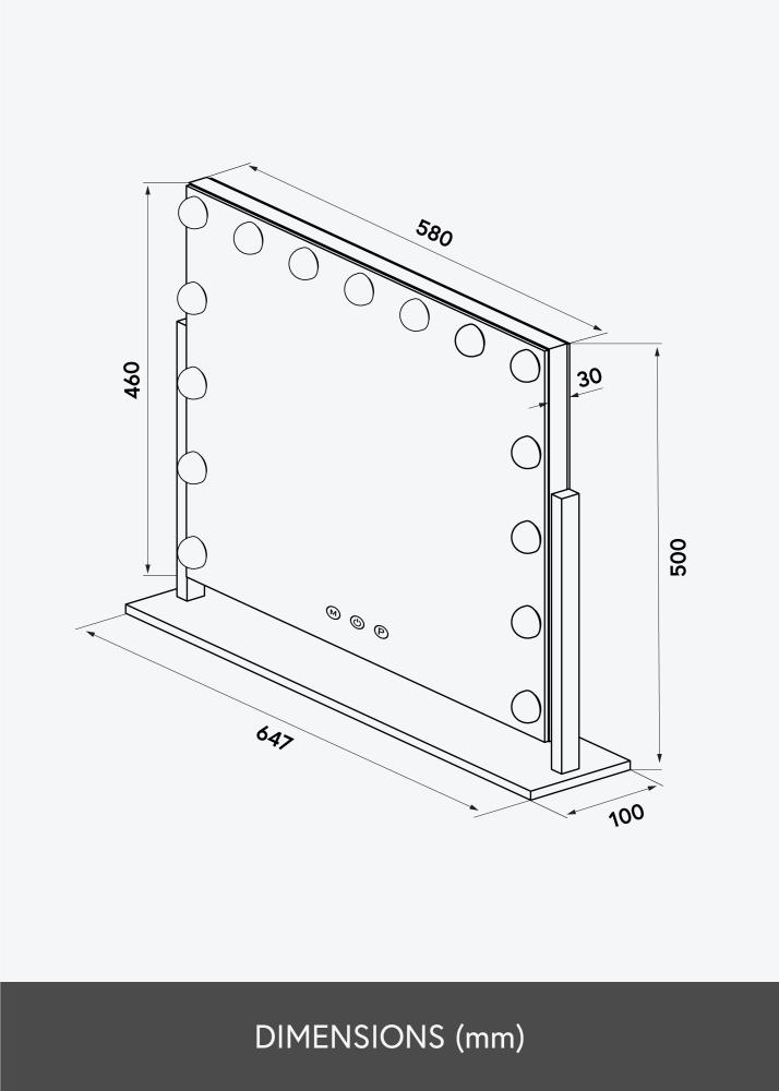 KAILA Ogledalo za ličenje Soft Corner LED Črna 60x52 cm