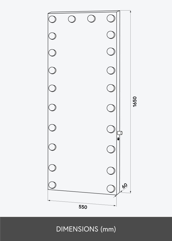 KAILA Ogledalo visok LED Črna 55x165 cm