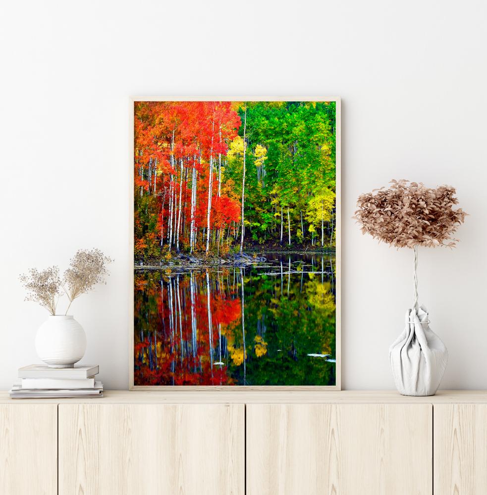 Colourful Trees By The Lake Poster