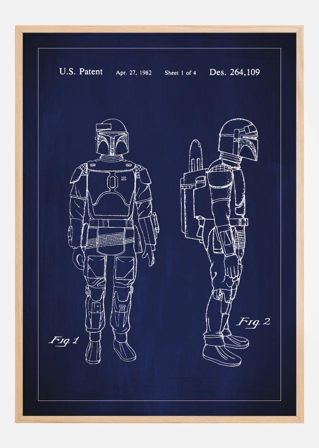 Risba patenta - Star Wars - Boba Fett - Modra Poster