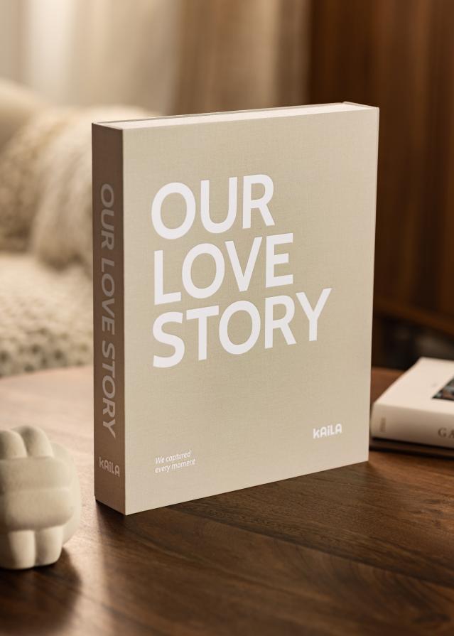 KAILA OUR LOVE STORY Grey - Coffee Table Photo Album (60 čierne strani)