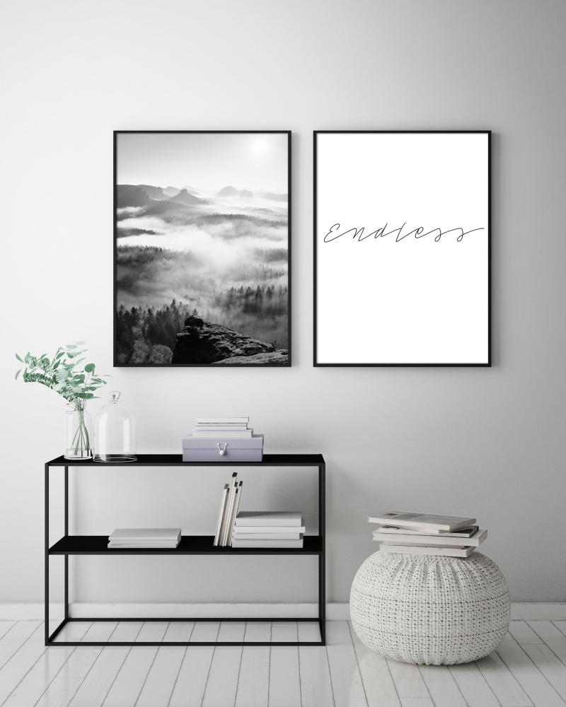 Foggy Forest Black & White I - 50x70 cm Poster