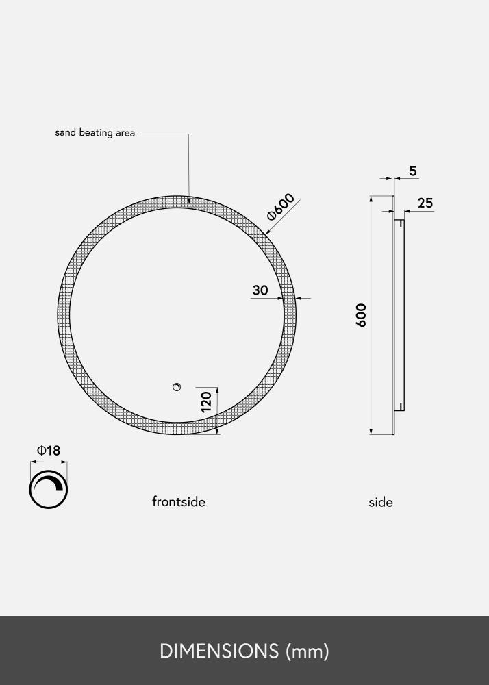 KAILA Ogledalo Circular LED 60 cm Ø