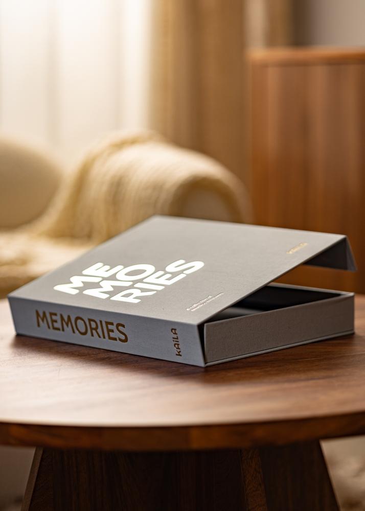 KAILA MEMORIES Grey - Coffee Table Photo Album (60 čierne Strani / 30 listov)