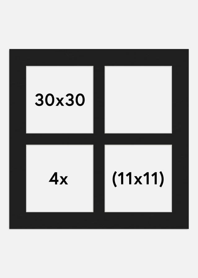 Paspartŭ Črna 30x30 cm - Kolaž 4 Slike (11x11 cm)