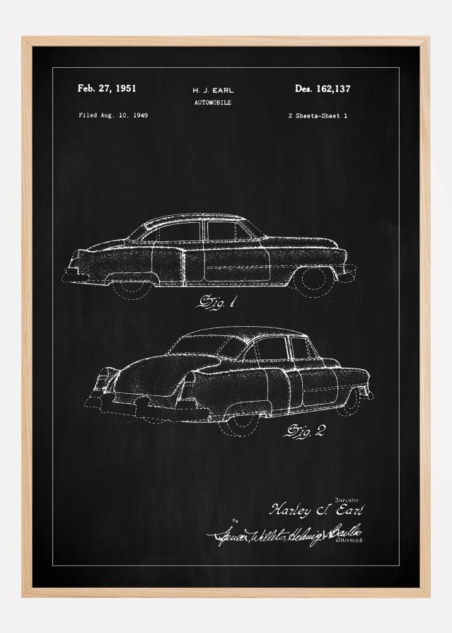 Risba patenta - Cadillac v - Črna Poster